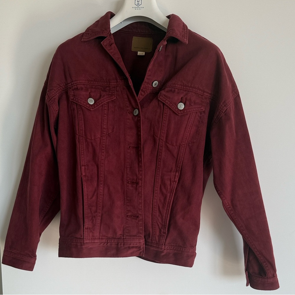 American Eagle Outfitters Deep Red Jean Jacket
